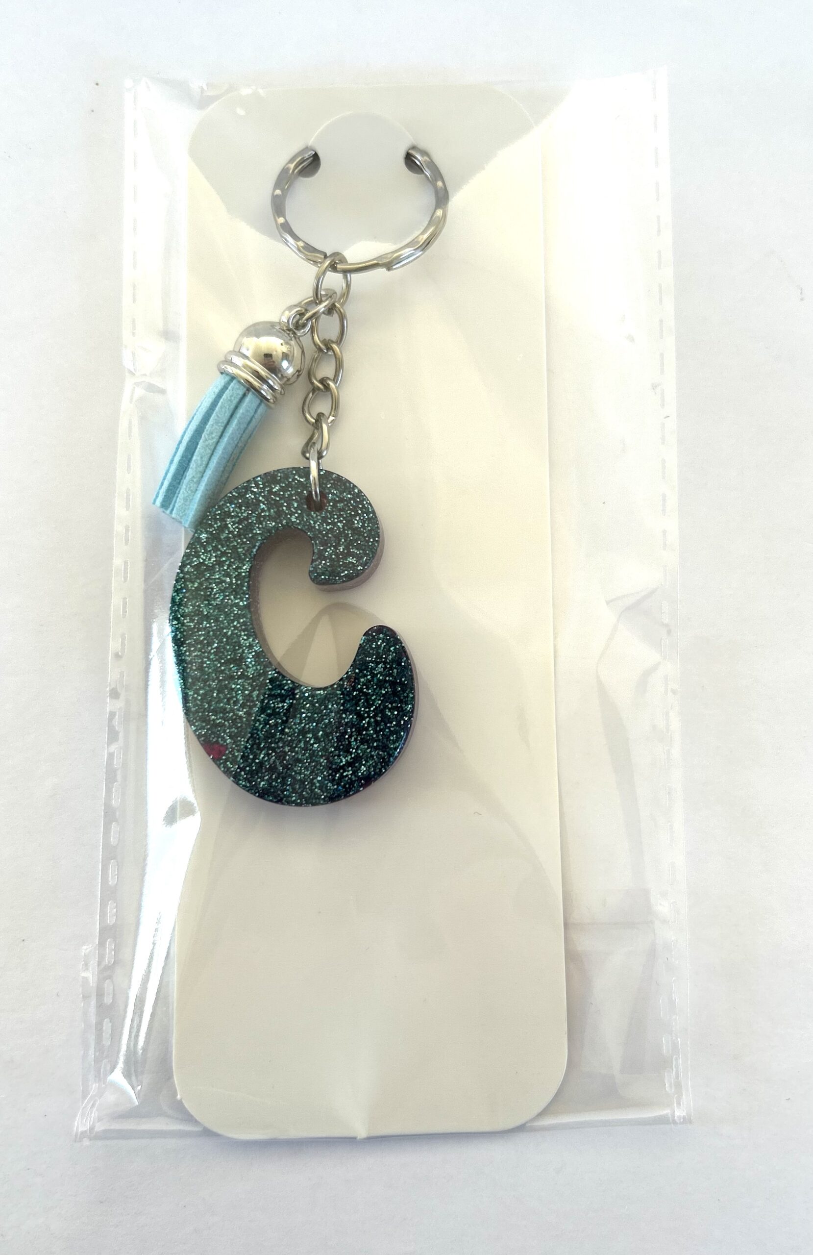 C Keyring Green Glitter