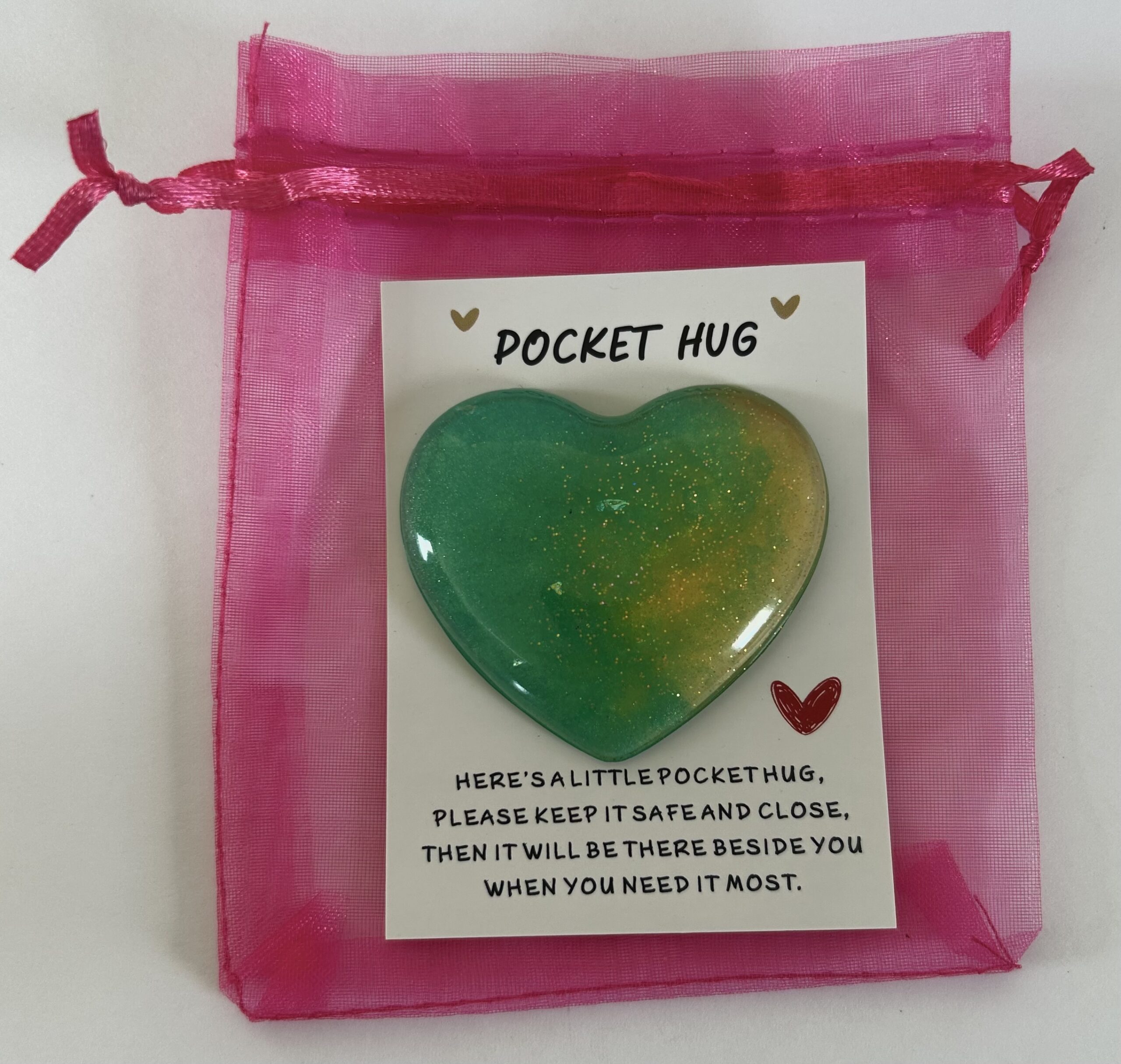 Pocket Hug Heart Emerald Green